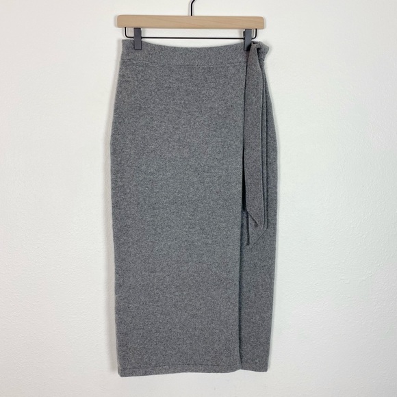 NWT Polo Ralph Lauren Cashmere Wrap Midi Skirt Heather Gray Washable Size Small - Picture 4 of 9